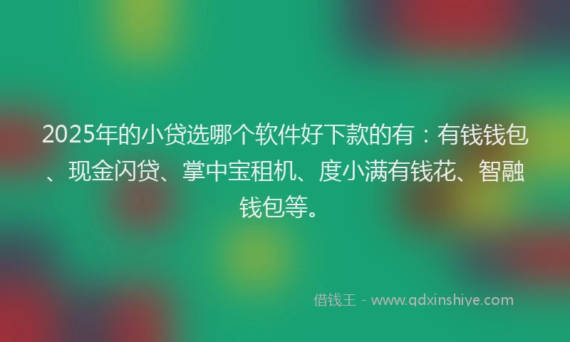 2025年的小贷选哪个软件好下款的有：有钱钱包、现金闪贷、掌中宝租机、度小满有钱花、智融钱包等。