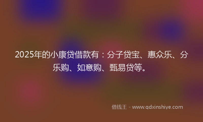 2025年的小康贷借款有：分子贷宝、惠众乐、分乐购、如意购、甄易贷等。