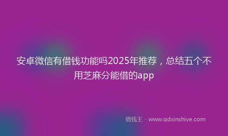 安卓微信有借钱功能吗2025年推荐，总结五个不用芝麻分能借的app