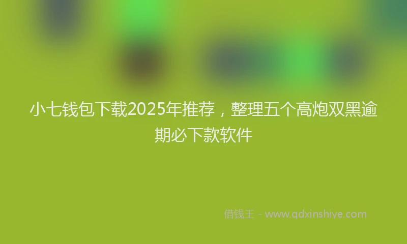 小七钱包下载2025年推荐，整理五个高炮双黑逾期必下款软件