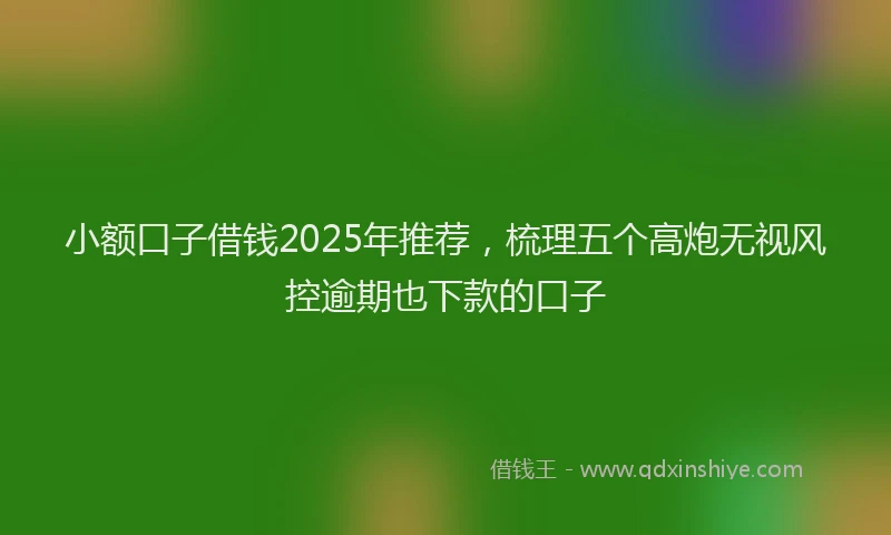 小额口子借钱2025年推荐，梳理五个高炮无视风控逾期也下款的口子