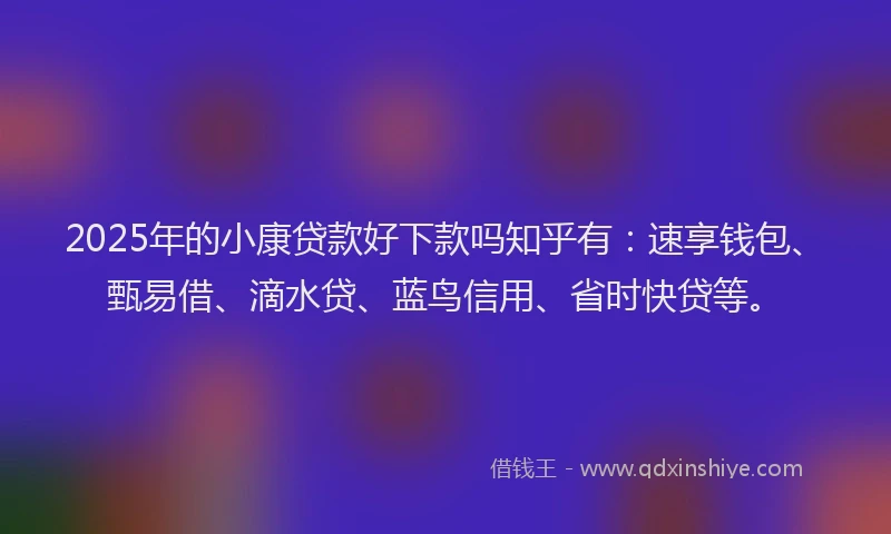 2025年的小康贷款好下款吗知乎有：速享钱包、甄易借、滴水贷、蓝鸟信用、省时快贷等。