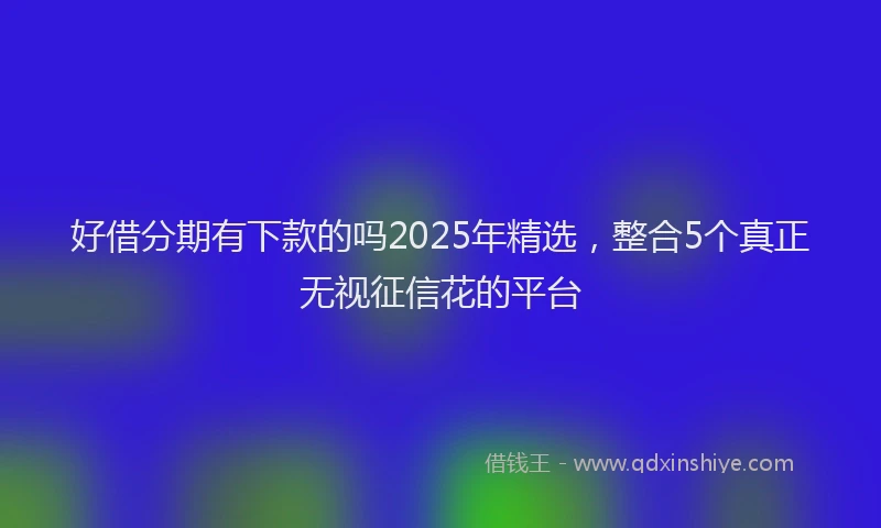 好借分期有下款的吗2025年精选，整合5个真正无视征信花的平台