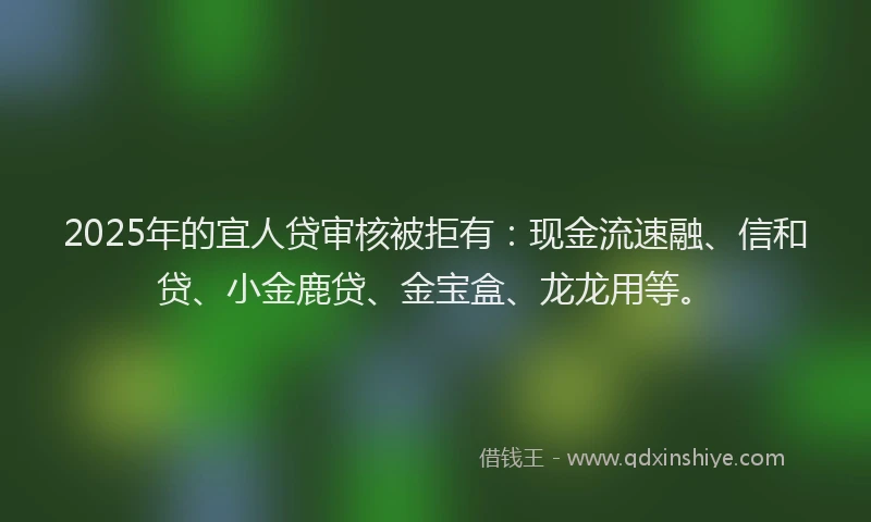 2025年的宜人贷审核被拒有：现金流速融、信和贷、小金鹿贷、金宝盒、龙龙用等。