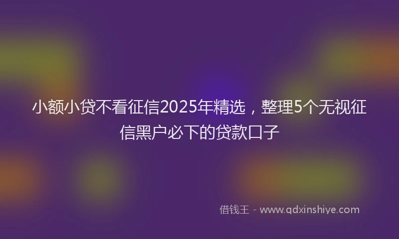 小额小贷不看征信2025年精选，整理5个无视征信黑户必下的贷款口子