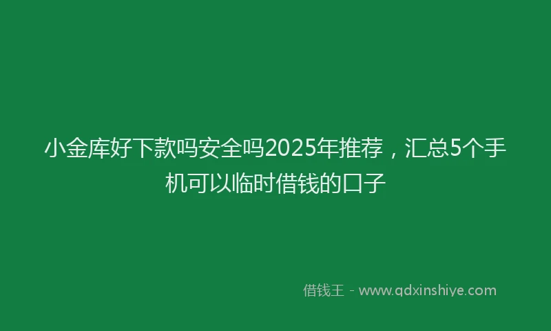 小金库好下款吗安全吗2025年推荐，汇总5个手机可以临时借钱的口子