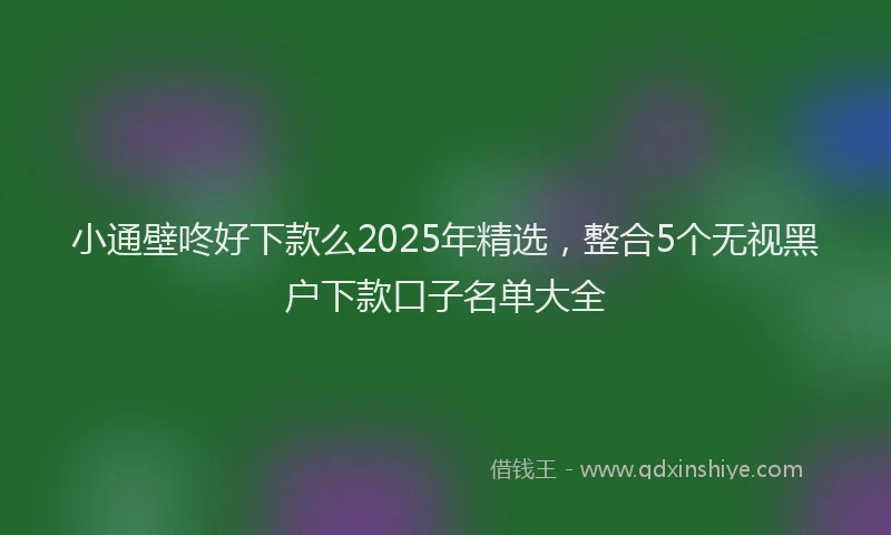 小通壁咚好下款么2025年精选，整合5个无视黑户下款口子名单大全