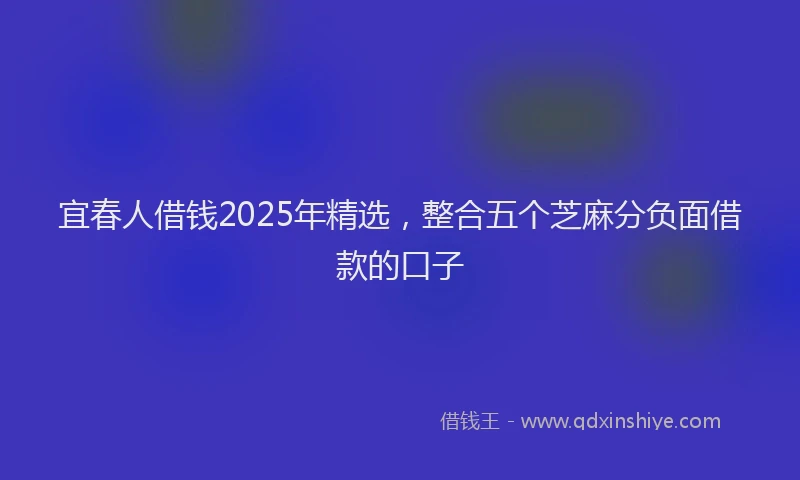宜春人借钱2025年精选，整合五个芝麻分负面借款的口子