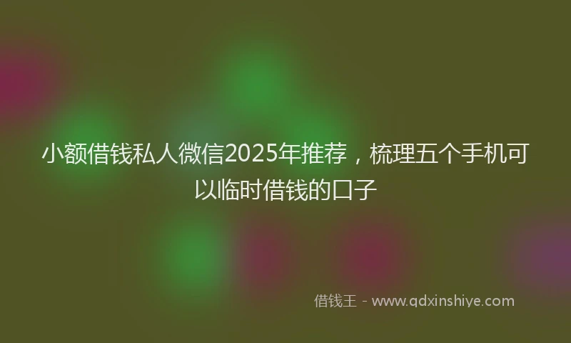 小额借钱私人微信2025年推荐，梳理五个手机可以临时借钱的口子