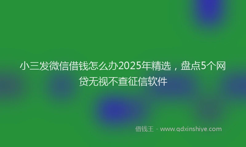 小三发微信借钱怎么办2025年精选，盘点5个网贷无视不查征信软件