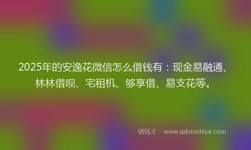 2025年的安逸花微信怎么借钱有：现金易融通、林林借呗、宅租机、够享借、易支花等。