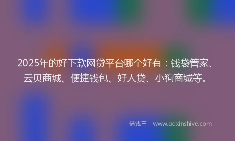 2025年的好下款网贷平台哪个好有：钱袋管家、云贝商城、便捷钱包、好人贷、小狗商城等。