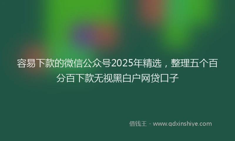 容易下款的微信公众号2025年精选，整理五个百分百下款无视黑白户网贷口子