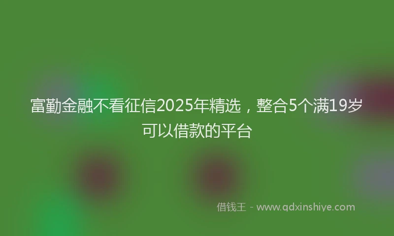 富勤金融不看征信2025年精选，整合5个满19岁可以借款的平台