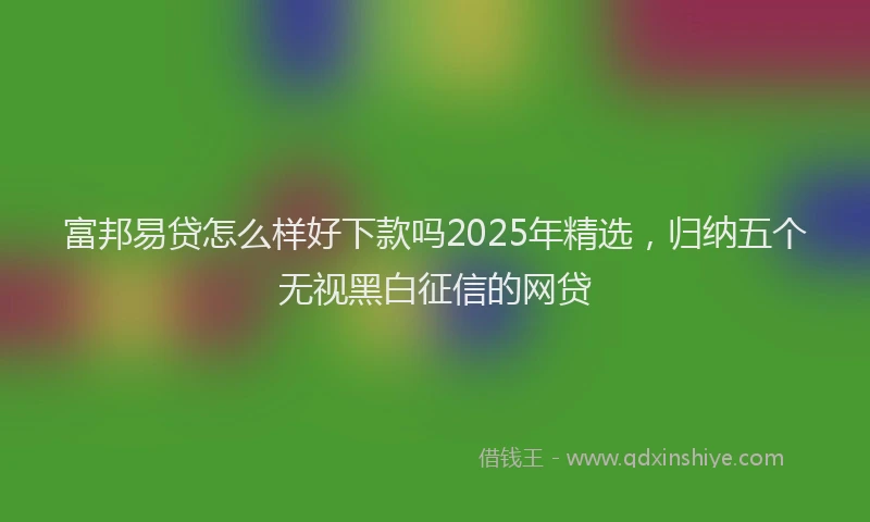 富邦易贷怎么样好下款吗2025年精选，归纳五个无视黑白征信的网贷