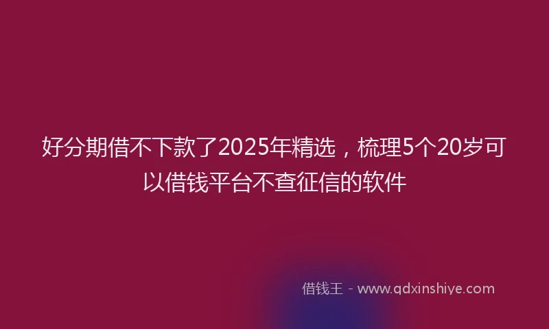 好分期借不下款了2025年精选，梳理5个20岁可以借钱平台不查征信的软件