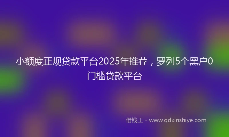 小额度正规贷款平台2025年推荐，罗列5个黑户0门槛贷款平台