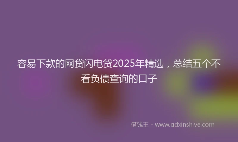 容易下款的网贷闪电贷2025年精选，总结五个不看负债查询的口子
