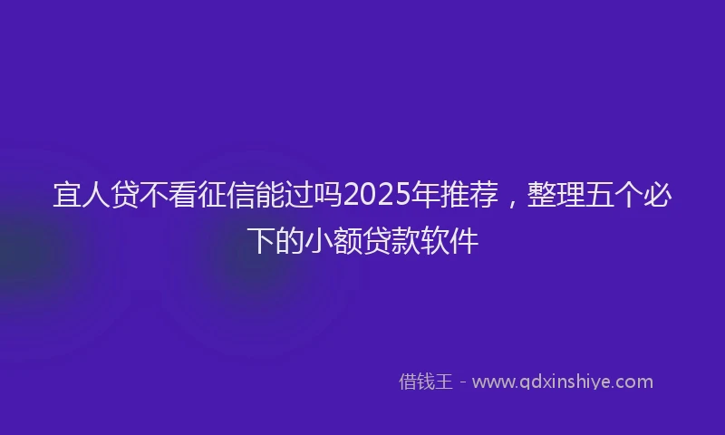 宜人贷不看征信能过吗2025年推荐，整理五个必下的小额贷款软件