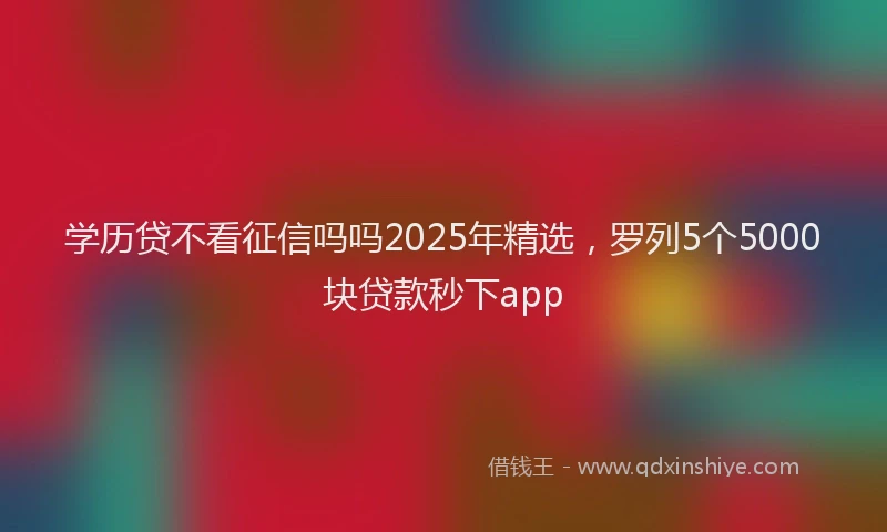 学历贷不看征信吗吗2025年精选，罗列5个5000块贷款秒下app