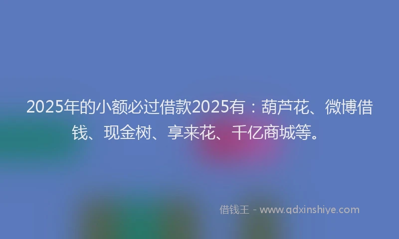 2025年的小额必过借款2025有：葫芦花、微博借钱、现金树、享来花、千亿商城等。