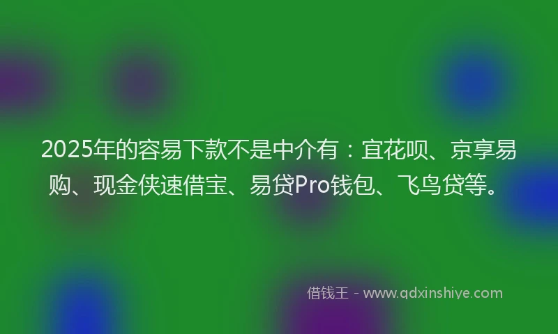2025年的容易下款不是中介有：宜花呗、京享易购、现金侠速借宝、易贷Pro钱包、飞鸟贷等。