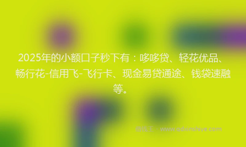 2025年的小额口子秒下有：哆哆贷、轻花优品、畅行花-信用飞-飞行卡、现金易贷通途、钱袋速融等。