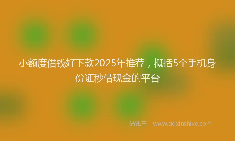 小额度借钱好下款2025年推荐,概括5个手机身份证秒借现金的平台
