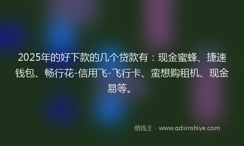 2025年的好下款的几个贷款有：现金蜜蜂、捷速钱包、畅行花-信用飞-飞行卡、蛮想购租机、现金易等。