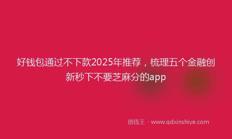 好钱包通过不下款2025年推荐，梳理五个金融创新秒下不要芝麻分的app