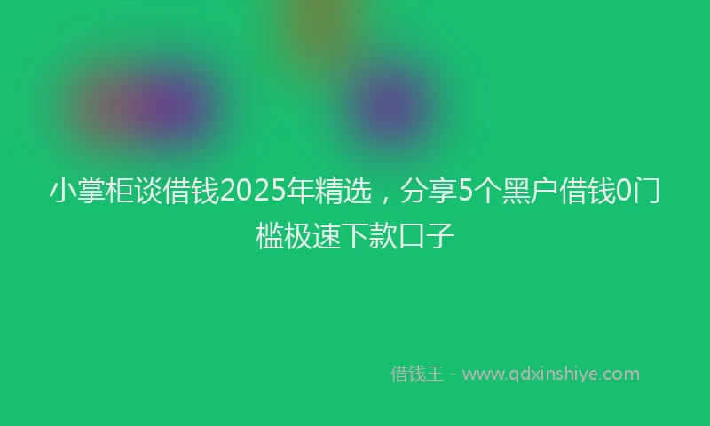 小掌柜谈借钱2025年精选，分享5个黑户借钱0门槛极速下款口子