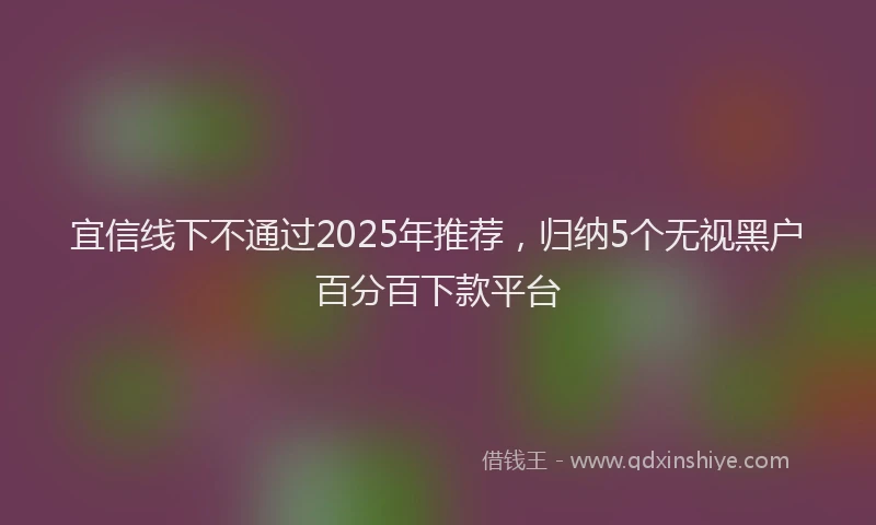 宜信线下不通过2025年推荐，归纳5个无视黑户百分百下款平台