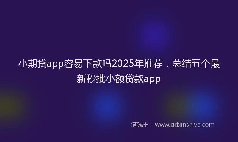 小期贷app容易下款吗2025年推荐，总结五个最新秒批小额贷款app