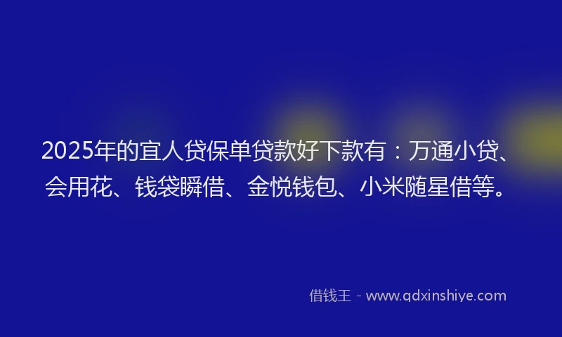 2025年的宜人贷保单贷款好下款有：万通小贷、会用花、钱袋瞬借、金悦钱包、小米随星借等。