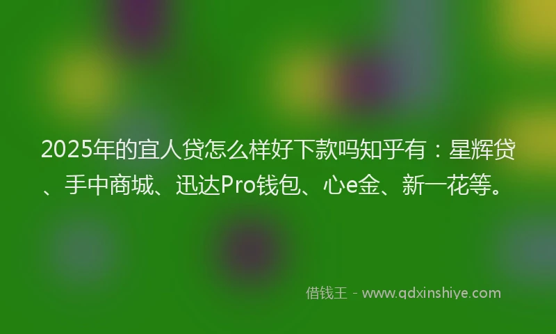 2025年的宜人贷怎么样好下款吗知乎有：星辉贷、手中商城、迅达Pro钱包、心e金、新一花等。