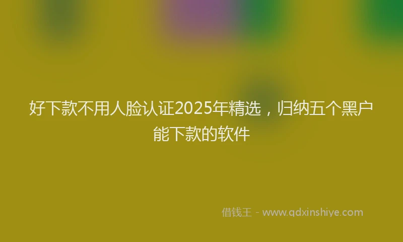 好下款不用人脸认证2025年精选,归纳五个黑户能下款的软件