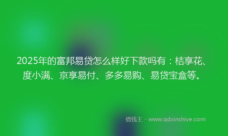 2025年的富邦易贷怎么样好下款吗有：桔享花、度小满、京享易付、多多易购、易贷宝盒等。