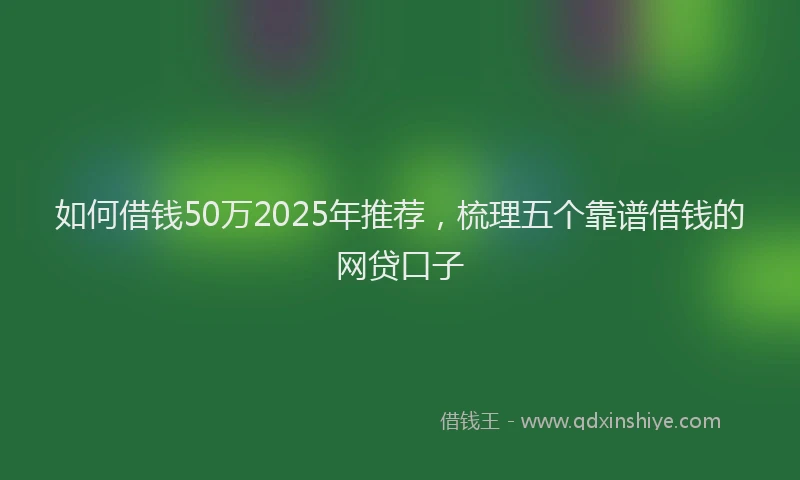 如何借钱50万2025年推荐，梳理五个靠谱借钱的网贷口子