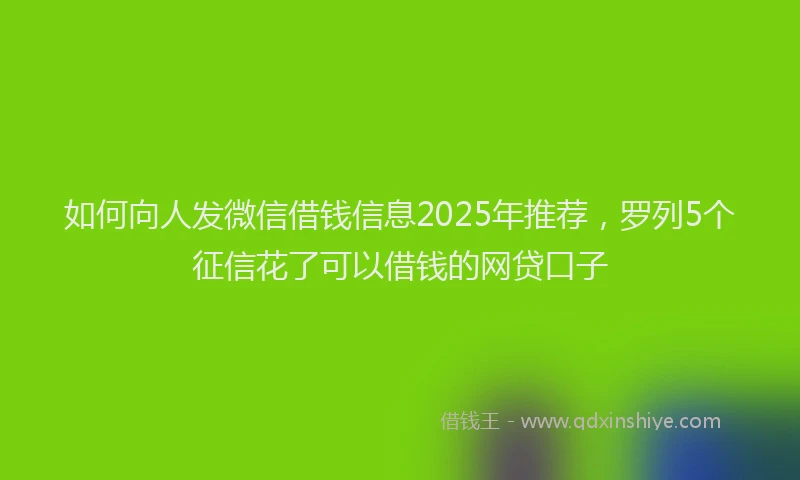 如何向人发微信借钱信息2025年推荐，罗列5个征信花了可以借钱的网贷口子