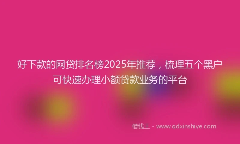 好下款的网贷排名榜2025年推荐，梳理五个黑户可快速办理小额贷款业务的平台