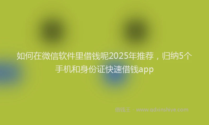 如何在微信软件里借钱呢2025年推荐，归纳5个手机和身份证快速借钱app