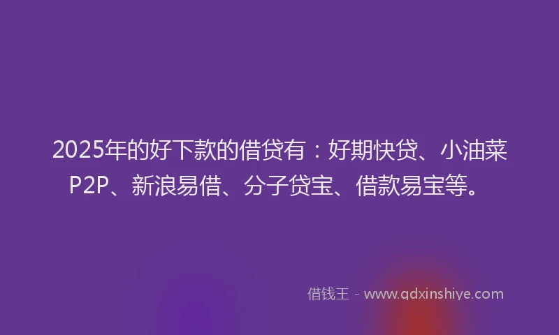 2025年的好下款的借贷有：好期快贷、小油菜P2P、新浪易借、分子贷宝、借款易宝等。