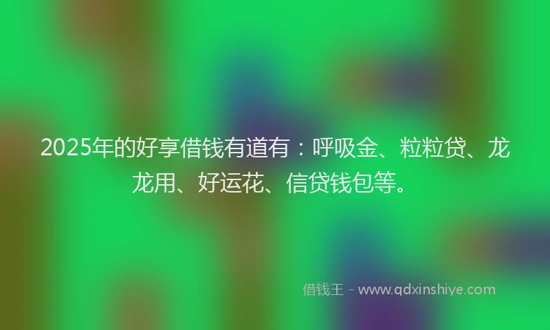 2025年的好享借钱有道有：呼吸金、粒粒贷、龙龙用、好运花、信贷钱包等。