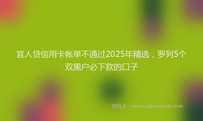 宜人贷信用卡帐单不通过2025年精选，罗列5个双黑户必下款的口子