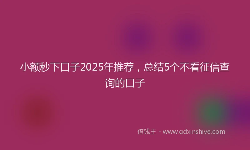 小额秒下口子2025年推荐，总结5个不看征信查询的口子