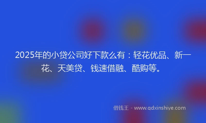 2025年的小贷公司好下款么有：轻花优品、新一花、天美贷、钱速借融、酷购等。
