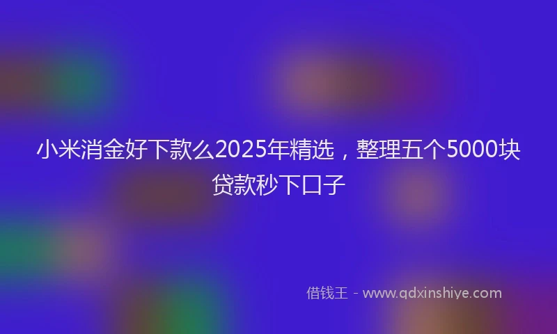 小米消金好下款么2025年精选，整理五个5000块贷款秒下口子