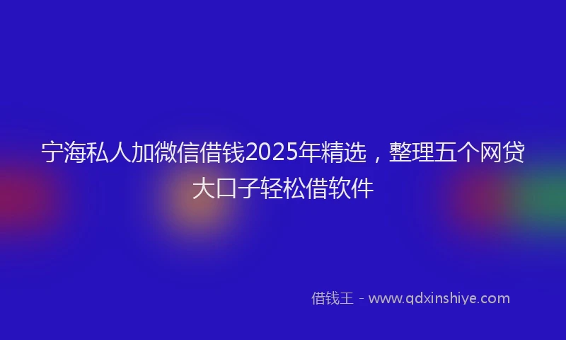 宁海私人加微信借钱2025年精选，整理五个网贷大口子轻松借软件