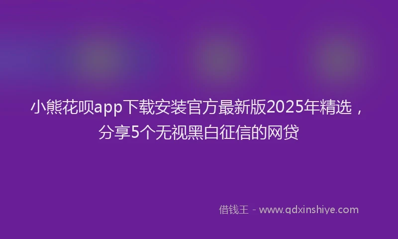小熊花呗app下载安装官方最新版2025年精选，分享5个无视黑白征信的网贷