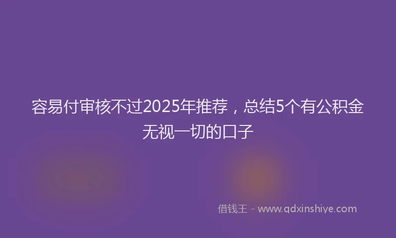 容易付审核不过2025年推荐，总结5个有公积金无视一切的口子